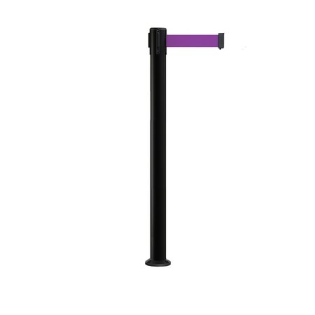 MONTOUR LINE Stanchion Belt Barrier Fixed Base Black Post 9ft.Purple Belt MX630F-BK-PE-90